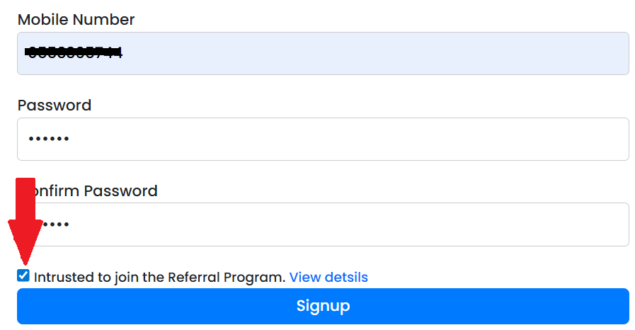 Sign Up Referral